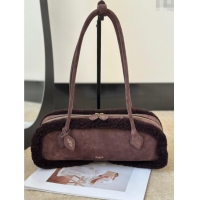Best Grade Alaia Le Tecket Medium Long Shoulder bag in Suede Leather 8815 Coffee 2025