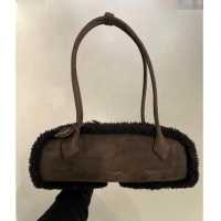 Best Grade Alaia Le Tecket Medium Long Shoulder bag in Suede Leather 8815 Coffee 2025
