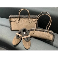 Famous Brand Alaia Le Tecket Medium Long Shoulder bag in Suede Leather 8815 Beige 2025