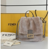 Discount Fendi Backpack in Shearling 8695 Grey 2025 Top