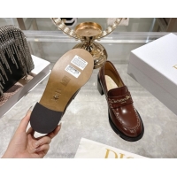 Hot Style Dior Boy Loafer Pumps 5cm in Brushed Calfskin Leather Brown 1216089