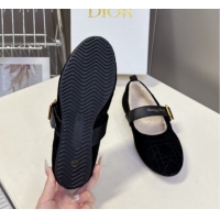 Unique Style Dior DiorAlps Dior Frost Ballet Flats in Cannage Suede Black DR121601 1216093