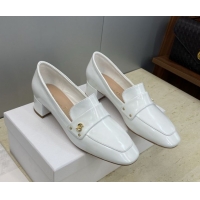 Good Quality Dior D-New Loafers 3.5cm in Patent Leather White DR121602 1216095