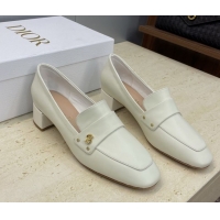 Shop Duplicate Dior D-New Loafers 3.5cm in Calfskin Leather White DR121602 1216097