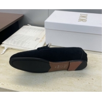 Best Product Dior DiorAlps Boy Flat Loafers in Suede and Shearling Black DR121603 1216100