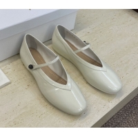 Modern Dior New Ballet Flats in Crinkled Patent Calfskin Leather White DR121604 1216103