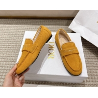 1:1 Dior DiorAlps Boy Flat Loafers in Suede and Shearling Yellow DR121603 1216106