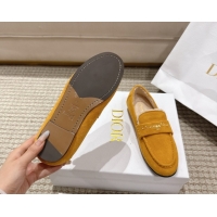 1:1 Dior DiorAlps Boy Flat Loafers in Suede and Shearling Yellow DR121603 1216106