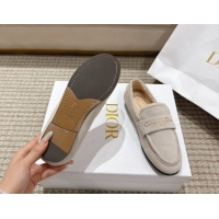 Hot Style Dior DiorAlps Boy Flat Loafers in Suede and Shearling Light Grey DR121603 1216107