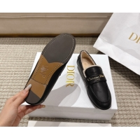 Grade Dior DiorAlps Boy Flat Loafers in Calfskin Leather and Shearling Black DR121603 1216108