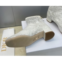 Stylish Dior Naughtily-D Heeled Ankle Boots 3.5cm in Transparent Mesh Embroidered with Millefiori Motif White DR121607 1