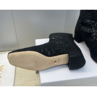 Discount Dior Naughtily-D Heeled Ankle Boots 3.5cm in Transparent Mesh Embroidered with Millefiori Motif Black DR121607 