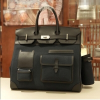 Buy Discount Hermes HAC CARGO HAUT A COURROIES 40 Bag in Canvas & Swift Leather H40 Black 2025(Half Handmade)