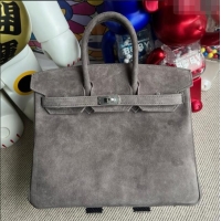 Best Product Hermes Birkin 30 Bag in Suede Leather H30 Grey/Silver 2025 (Half Handmade)