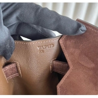 Top Design Hermes Birkin 35 Bag in Suede Leather H35 Teddy Brown/Silver 2025 (Half Handmade)