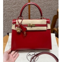Top Grade Hermes Kelly 25 Bag in Box Leather K25 5X Rouge Piment/Gold 2025 (Half Handmade)