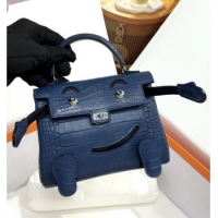Top Grade Hermes Kelly Doll Bag in Matt Alligator Leather H16 Blue 2025 (Handmade)