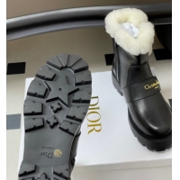 Best Grade Dior DiorAlps D-Quest Ankle Boots in Calfskin Leather and Wool with Buckle Strap Black DR121609 1216121