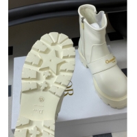 Best Product Dior DiorAlps D-Quest Ankle Boots in Calfskin Leather with Logo Buckle Strap White DR121609 1216125