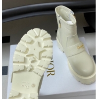 Best Price Dior DiorAlps D-Quest Ankle Boots in Grained Calfskin with Logo Buckle Strap White DR121609 1216127