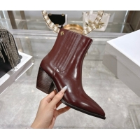 Good Product Dior Wild Heeled Ankle Boots 5cm in Calfskin Leather Dark Burgundy DR121610 1216128