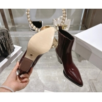 Good Product Dior Wild Heeled Ankle Boots 5cm in Calfskin Leather Dark Burgundy DR121610 1216128
