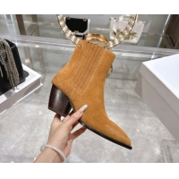 Charming Dior Wild Heeled Ankle Boots 5cm in Suede Brown Yellow DR121610 1216131