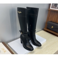 Purchase Dior D-Town Heeled High Heeled Boots 8cm in Calfskin Leather with Buckle Black 1216134