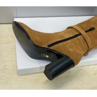 Best Product Dior D-Town Heeled High Heeled Boots 8cm in Suede with Buckle Tobacco Brown 1216135
