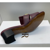 Top Grade Dior 30 Montaigne Heeled Slides Sandal 4.5cm in Calfskin Leather with Pearl Dark Burgundy 1217002 
