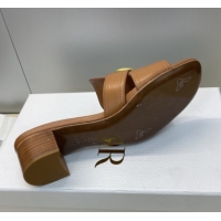 Good Quality Dior 30 Montaigne Heeled Slides Sandal 4.5cm in Calfskin Leather with Pearl Brown 1217004 