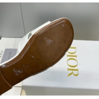 Luxury Dior 30 Montaigne Flat Slides Sandal in Calfskin Leather with Pearl White 1217006