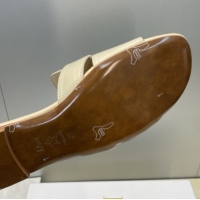 Top Design Dior 30 Montaigne Flat Slides Sandal in Calfskin Leather with Pearl Beige 1217009