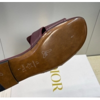 Good Quality Dior 30 Montaigne Flat Slides Sandal in Calfskin Leather with Pearl Dark Burgundy 1217010