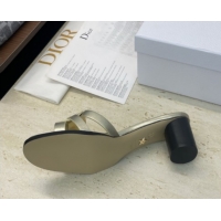 Luxurious Dior D-Club Heeled Slides Sandal 6cm in Calfskin Leather Gold DR121701 1217011
