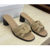 Good Looking Dior D-Club Heeled Slides Sandal 6cm in Calfskin Leather Beige DR121701 1217014