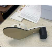 Low Cost Dior D-Club Heeled Slides Sandal 6cm in Calfskin Leather White DR121701 1217016