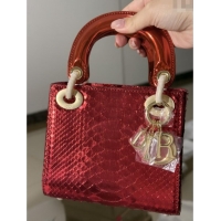 Famous Brand Dior Mini Lady Dior Bag in Python Leather D123001 Red 2025