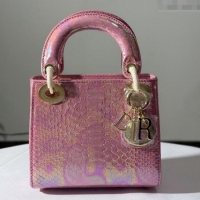 Famous Brand Dior Mini Lady Dior Bag in Python Leather D123002 Pink 2025