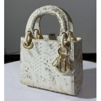 Luxury Discount Dior Mini Lady Dior Bag in Python Leather D123004 White/Gold 2025