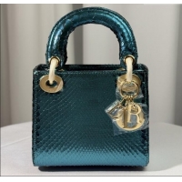 Luxury Discount Dior Mini Lady Dior Bag in Python Leather D123008 Green 2025
