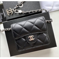 Trendy Design Chanel Chain Belt with Pouch in Smooth Leather 2016025 Black/Silver 2025
