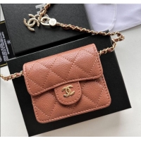 Unique Style Chanel Chain Belt with Pouch in Grainy Leather 2016025 Brown/Gold 2025