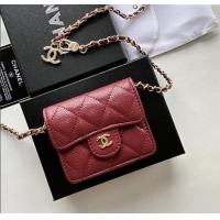 Big Discount Chanel Chain Belt with Pouch in Grainy Leather 2016025 Burgundy/Gold 2025