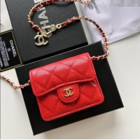 Good Product Chanel Chain Belt with Pouch in Grainy Leather 2016025 Red/Gold 2025