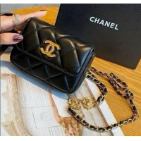Best Quality Chanel Chain Belt with Pouch in Smooth Leather 2018025 Black 2025