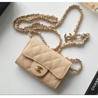 Famous Brand Chanel Chain Belt with Pouch in Grainy Leather 2015025 Beige 2025