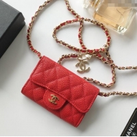 Top Quality Chanel Chain Belt with Pouch in Grainy Leather 2015025 Red 2025