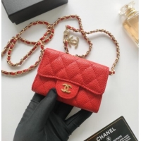 Top Quality Chanel Chain Belt with Pouch in Grainy Leather 2015025 Red 2025