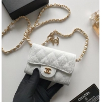 New Fashion Chanel Chain Belt with Pouch in Grainy Leather 2015025 White 2025